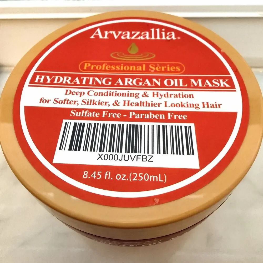 Arvazallia Hydrating Argan Oil Hair Mask Deep Conditioner 8.45 Ounce Jar